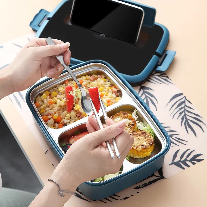 PORTABLE LUNCH BOX -  STAINLESS STEEL INSIDE