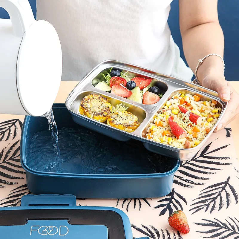 PORTABLE LUNCH BOX -  STAINLESS STEEL INSIDE