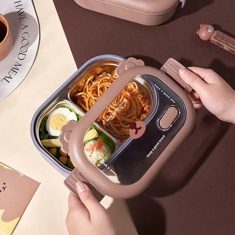 PORTABLE BEAR  LUNCH BOX -  STAINLESS STEEL INSIDE
