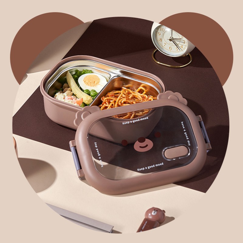 PORTABLE BEAR  LUNCH BOX -  STAINLESS STEEL INSIDE
