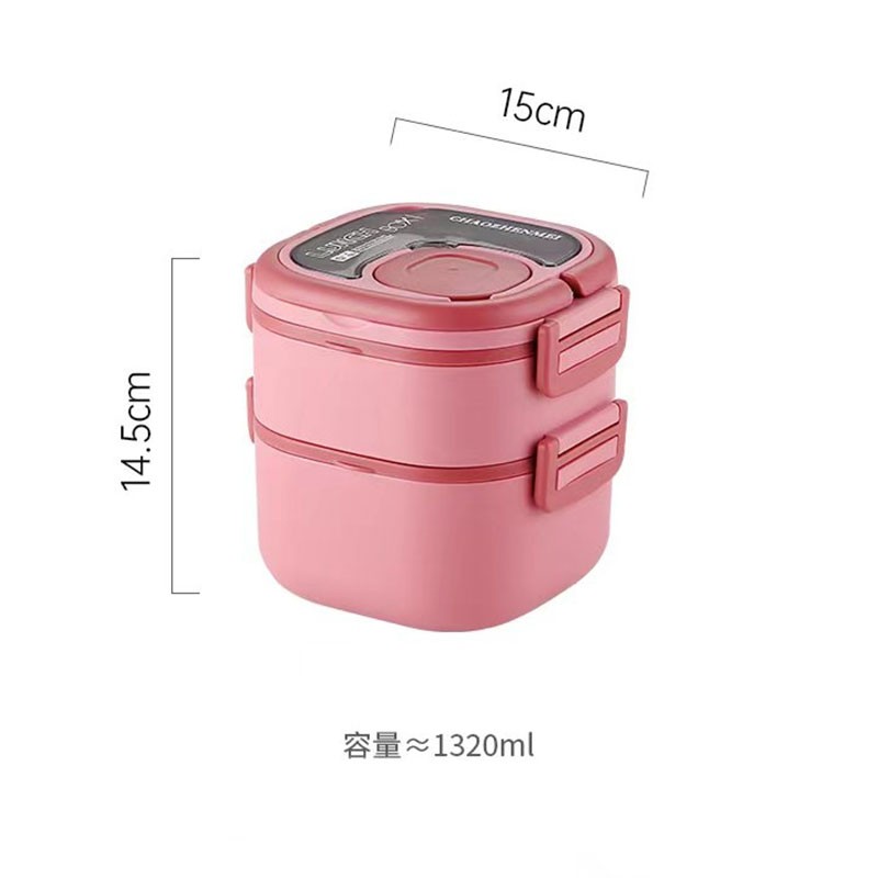 DOUBLE SIZE PORTABLE LUNCH BOX ـ  STAINLESS STEEL INSIDE