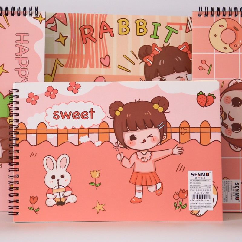 SPIRAL SKETCH BOOK A4 - 30 SHEETS - (HAPPY & SWEET)