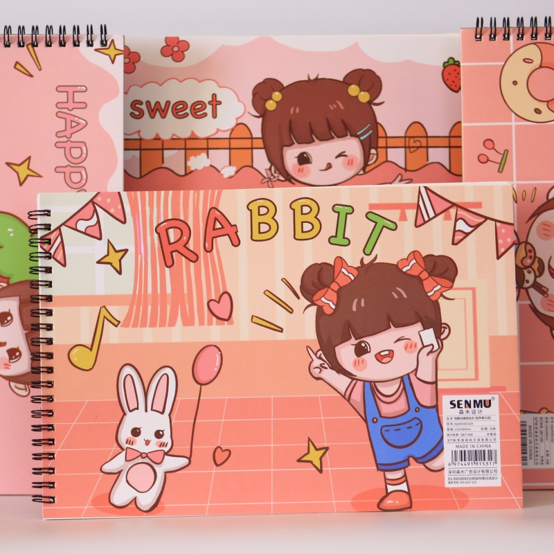 SPIRAL SKETCH BOOK A4 - 30 SHEETS - (HAPPY & SWEET)