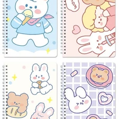 SPIRAL NOTE BOOK A5 - 60 SHEETS  - (CUTE)