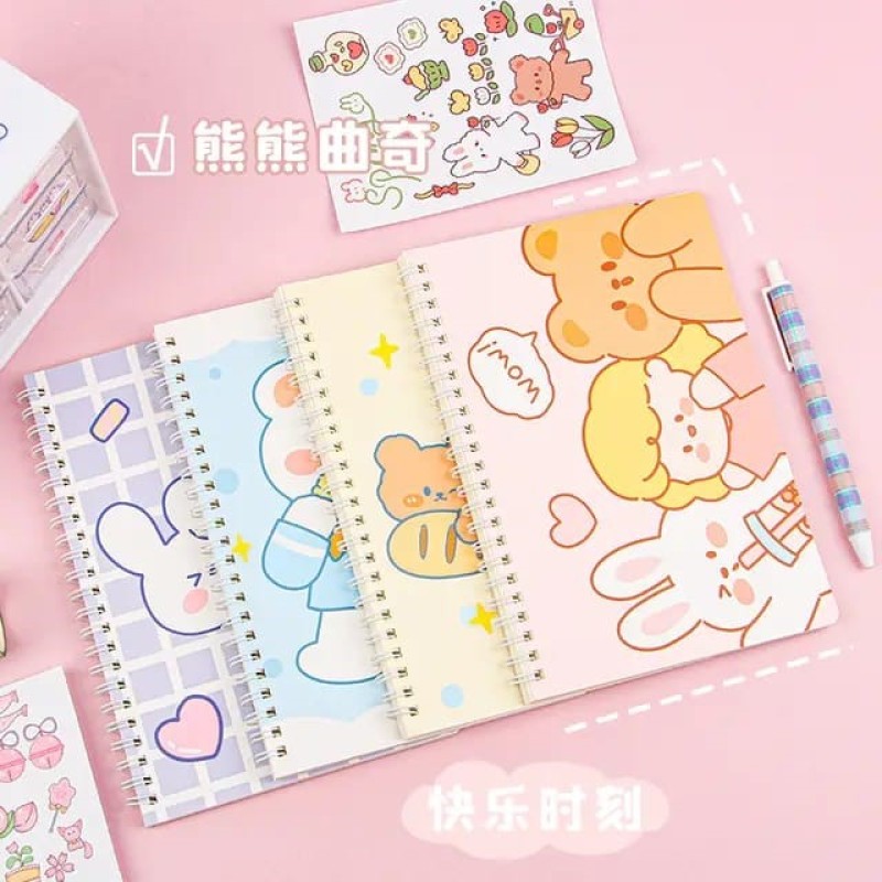 SPIRAL NOTE BOOK A5 - 60 SHEETS  - (CUTE)