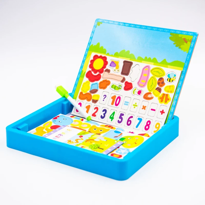 EDUCATIONAL PUZZLE WOODEN TOY  -  MAGNETIC BOARD & EDUCATIONAL PUZZLE