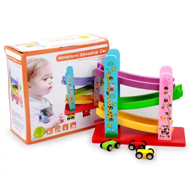MINIATURE SPEEDING CAR WOODEN TOY - MULTICOLOR