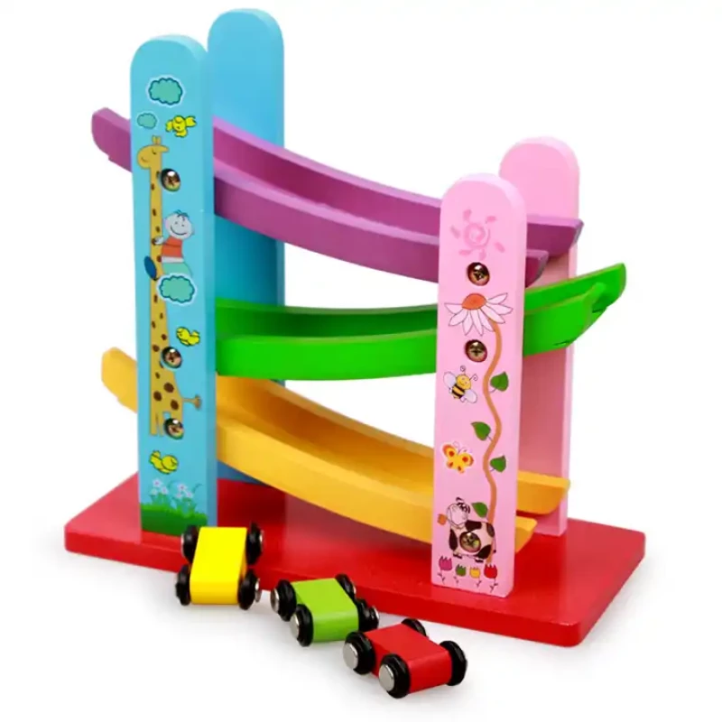 MINIATURE SPEEDING CAR WOODEN TOY - MULTICOLOR