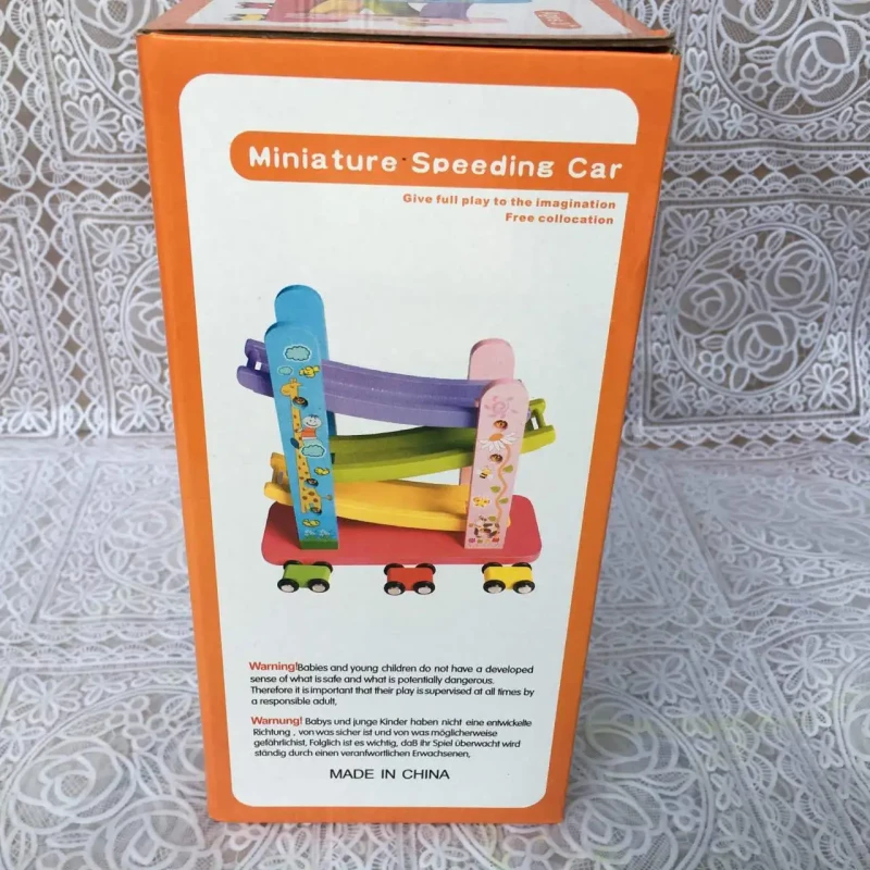 MINIATURE SPEEDING CAR WOODEN TOY - MULTICOLOR