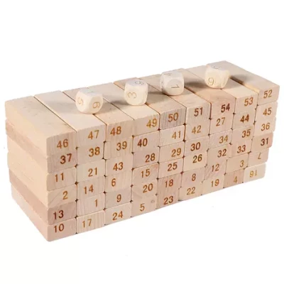 JAMBO JINGA SOLID WOODEN TOY - 54 UNCOLORED PIECES - HIGH QUALITY