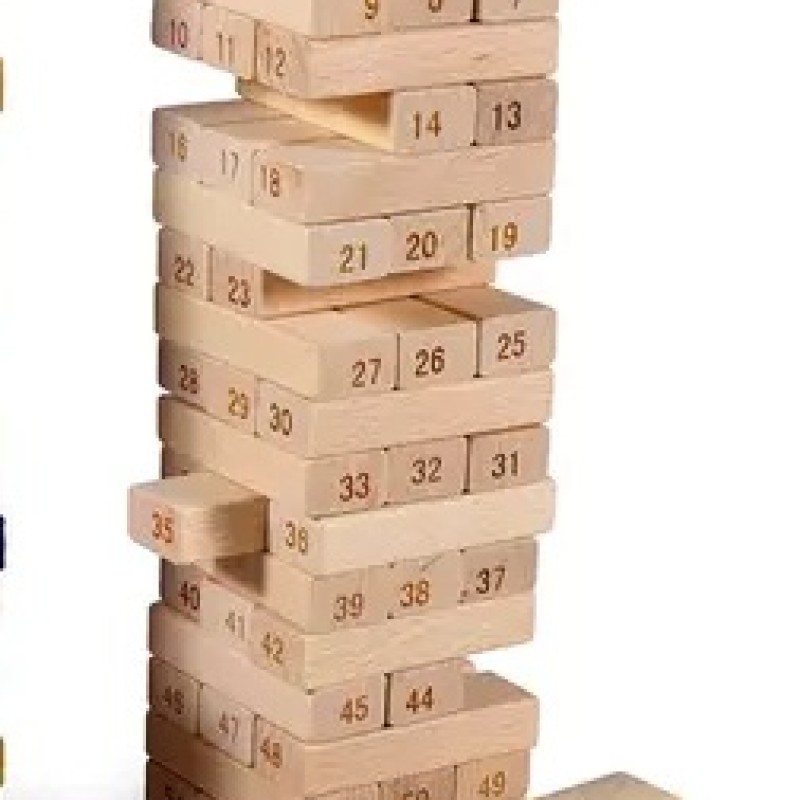 JAMBO JINGA SOLID WOODEN TOY - 54 UNCOLORED PIECES - HIGH QUALITY