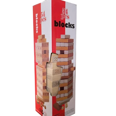 JINGA TRADITIONAL WOODEN TOY - 54 UNCOLORED PIECES - HIGH QUALITY - LARGE