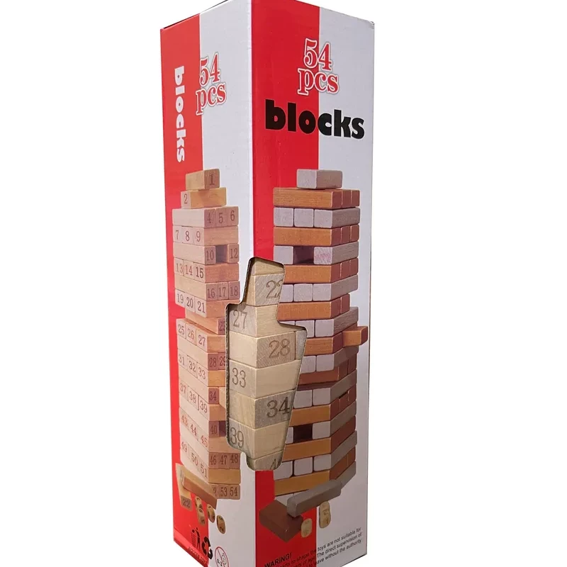 JINGA TRADITIONAL WOODEN TOY - 54 UNCOLORED PIECES - HIGH QUALITY - LARGE